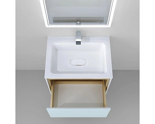 Купить Тумба белый/дуб 61,6 см Jorno Glass Gla.01.62/P/W в магазине сантехники Santeh-Crystal.ru