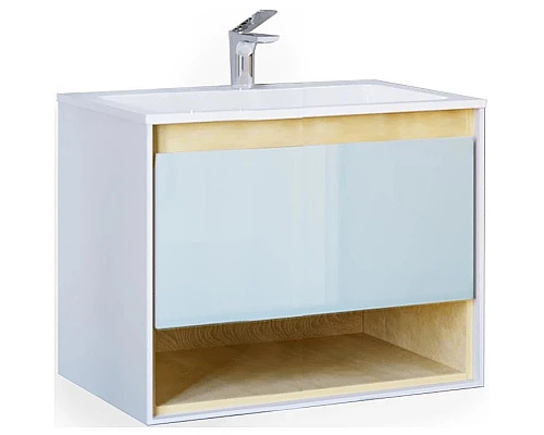 Приобрести Тумба белый/дуб 76,6 см Jorno Glass Gla.01.77/P/W в магазине сантехники Santeh-Crystal.ru