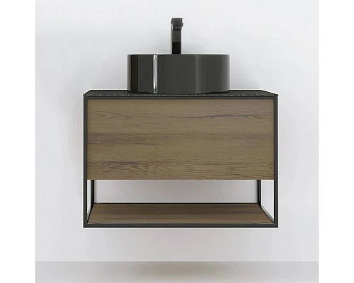 Купить Тумба древесный аттик/черный 75 см Jorno Steal Ste.01.75/P/Da в магазине сантехники Santeh-Crystal.ru