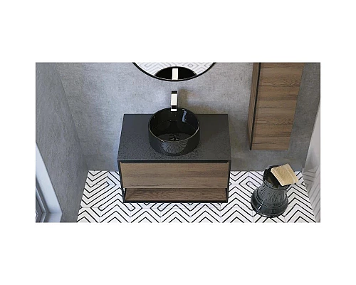 Заказать Тумба древесный аттик/черный 90 см Jorno Steal Ste.01.90/P/Da в магазине сантехники Santeh-Crystal.ru