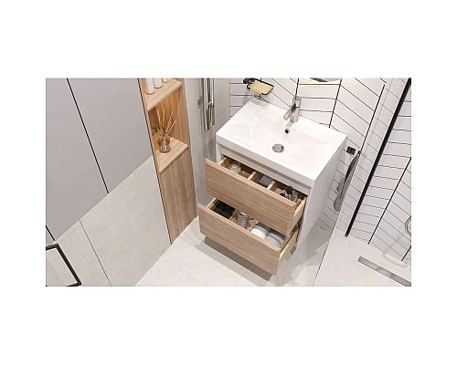 Приобрести Тумба белый/дуб сонома 59 см Velvex Gesso tpGES.60.2Y-25.21 в магазине сантехники Santeh-Crystal.ru