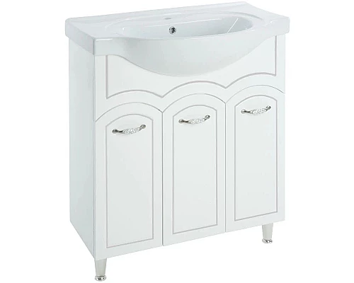 Приобрести Тумба белый глянец серебряная патина 77 см Bellezza Амелия 4630313000396 в магазине сантехники Santeh-Crystal.ru