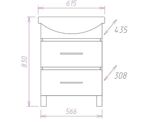 Купить Комплект мебели ясень шимо светлый 61,5 см Onika Дельта 106090 + 1.3120.3.S00.11B.0 + 206060 в магазине сантехники Santeh-Crystal.ru