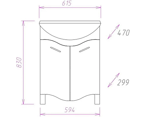 Купить Комплект мебели белый глянец 61,5 см Onika Лайн 106043 + 4620008192772 + 205819 в магазине сантехники Santeh-Crystal.ru