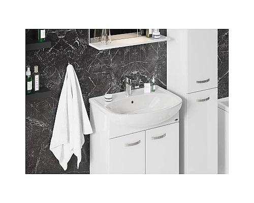 Купить Тумба с раковиной белый глянец 62 см Onika Коралл 106042 + UM-ERI60/1 в магазине сантехники Santeh-Crystal.ru