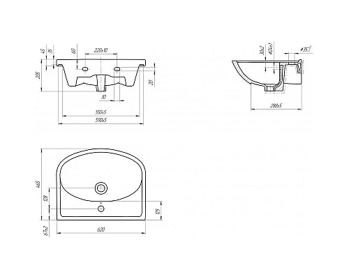 Заказать Комплект мебели белый глянец 62 см Onika Коралл 106042 + UM-ERI60/1 + 206001 в магазине сантехники Santeh-Crystal.ru