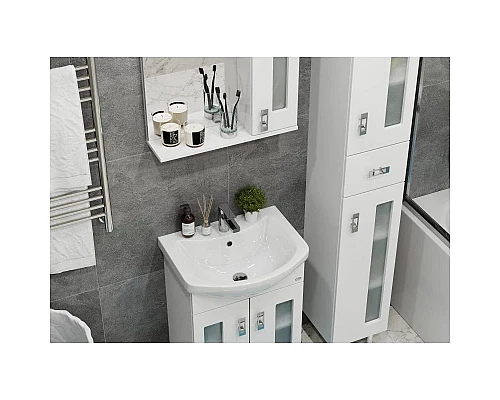 Приобрести Комплект мебели белый глянец 55 см Onika Кристалл 105555 + 1WH501702 + 205818 в магазине сантехники Santeh-Crystal.ru