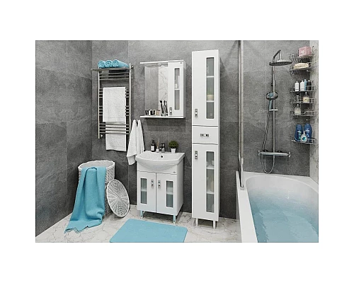 Приобрести Комплект мебели белый глянец 55 см Onika Кристалл 105555 + 1WH501702 + 205818 в магазине сантехники Santeh-Crystal.ru