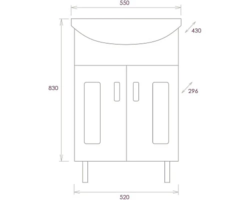 Приобрести Комплект мебели белый глянец 55 см Onika Кристалл 105555 + 1WH501702 + 205818 в магазине сантехники Santeh-Crystal.ru