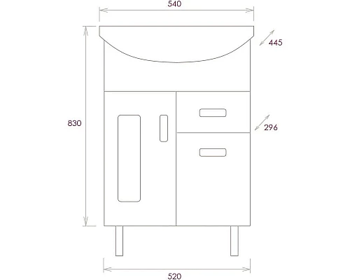 Заказать Комплект мебели белый глянец 54 см Onika Кристалл 105551 + UM-ERI55/1 + 205817 в магазине сантехники Santeh-Crystal.ru
