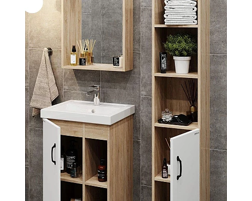 Заказать Тумба с раковиной дуб сонома/белый матовый 50 см Onika Тимбер 105034 + 4630055557578 в магазине сантехники Santeh-Crystal.ru