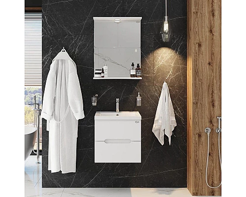 Приобрести Тумба с раковиной белый глянец 50 см Onika Айленд 105021 + 4630055557578 в магазине сантехники Santeh-Crystal.ru