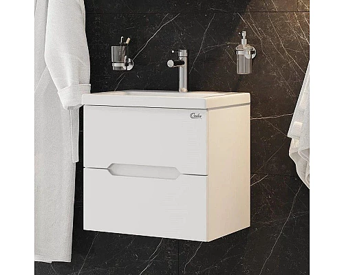 Заказать Комплект мебели белый глянец 50 см Onika Айленд 105021 + 4630055557578 + 205206 в магазине сантехники Santeh-Crystal.ru