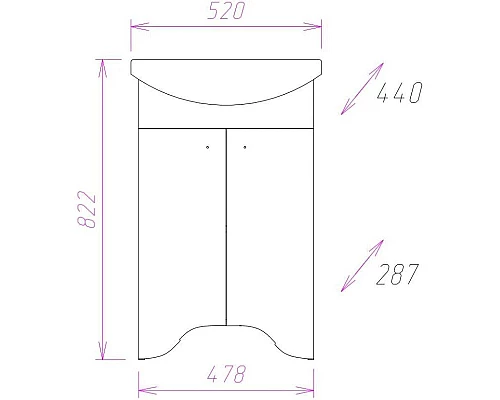 Заказать Комплект мебели белый матовый 52 см Onika Омега 105015 + 1.3120.1.S00.11B.0 + 205206 в магазине сантехники Santeh-Crystal.ru