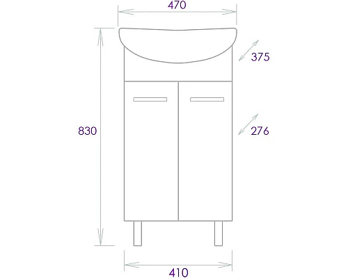 Купить Тумба с раковиной белый глянец 47 см Onika Коралл 104701 + 604701 в магазине сантехники Santeh-Crystal.ru