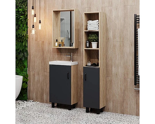 Купить Комплект мебели дуб сонома/серый матовый 45,5 см Onika Тимбер 104509 + 4640021065907 + 204803 в магазине сантехники Santeh-Crystal.ru