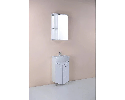 Приобрести Тумба с раковиной белый глянец 46 см Onika Лайн 104504 + 4620008192741 в магазине сантехники Santeh-Crystal.ru