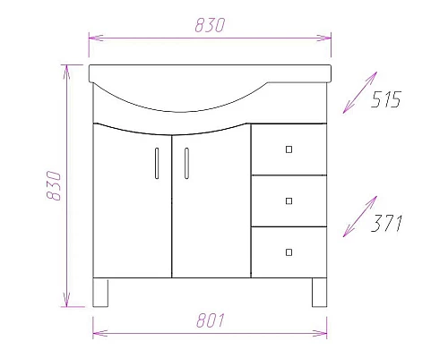 Заказать Комплект мебели белый глянец 83 см Onika Эльбрус 108202 + 1WH110228 + 208022 в магазине сантехники Santeh-Crystal.ru