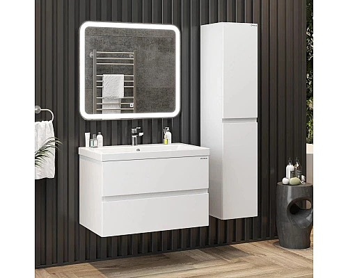 Купить Тумба с раковиной белый глянец 80 см Onika Эвада 108058 + UM-COM80/1 в магазине сантехники Santeh-Crystal.ru