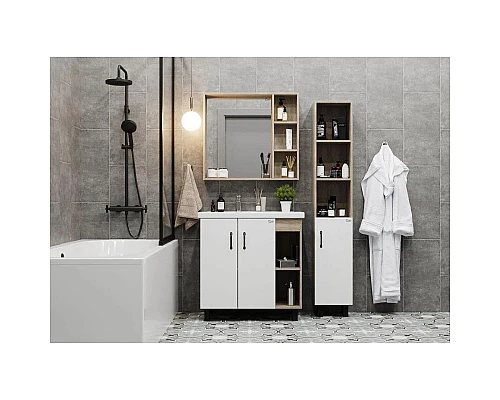 Заказать Комплект мебели дуб сонома/белый матовый 81 см Onika Тимбер 108045 + 4640021065198 + 208091 в магазине сантехники Santeh-Crystal.ru