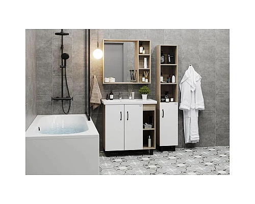 Заказать Комплект мебели дуб сонома/белый матовый 81 см Onika Тимбер 108045 + 4640021065198 + 208091 в магазине сантехники Santeh-Crystal.ru