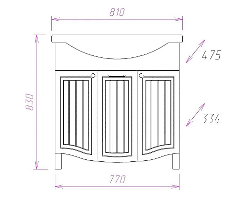 Приобрести Комплект мебели белое дерево 81 см Onika Арно 108035 + 4620008198941 + 208085 в магазине сантехники Santeh-Crystal.ru