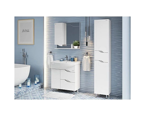 Приобрести Комплект мебели белый глянец 76 см Onika Веронэлла 107514 + 4620008197470 + 207521 в магазине сантехники Santeh-Crystal.ru