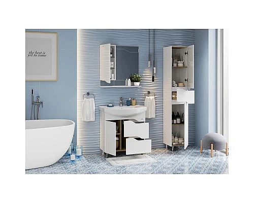 Приобрести Комплект мебели белый глянец 76 см Onika Веронэлла 107514 + 4620008197470 + 207521 в магазине сантехники Santeh-Crystal.ru