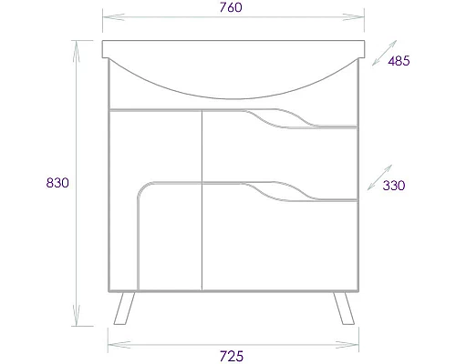 Приобрести Комплект мебели белый глянец 76 см Onika Веронэлла 107514 + 4620008197470 + 207521 в магазине сантехники Santeh-Crystal.ru