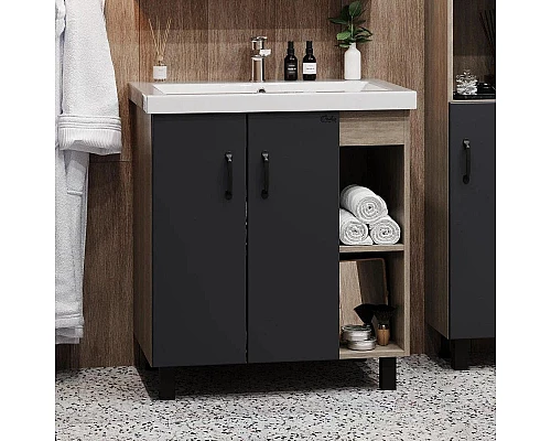 Заказать Комплект мебели дуб сонома/серый матовый 71 см Onika Тимбер 107057 + 4620008197746 + 207045 в магазине сантехники Santeh-Crystal.ru