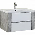 Тумба с раковиной ателье светлый/белый глянец 70 см Onika Стоун 107044 + UM-COM70/1