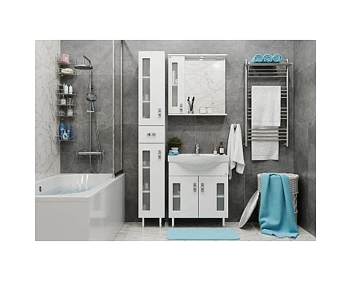 Приобрести Комплект мебели белый глянец 70 см Onika Кристалл 107024 + UM-ERI70/1 + 206705 в магазине сантехники Santeh-Crystal.ru