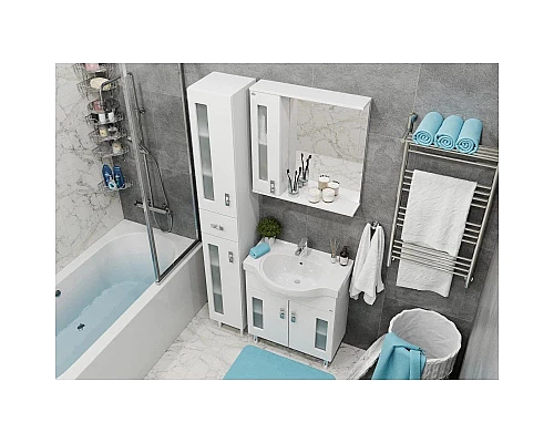 Приобрести Комплект мебели белый глянец 70 см Onika Кристалл 107024 + UM-ERI70/1 + 206705 в магазине сантехники Santeh-Crystal.ru