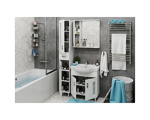 Приобрести Комплект мебели белый глянец 70 см Onika Кристалл 107024 + UM-ERI70/1 + 206705 в магазине сантехники Santeh-Crystal.ru