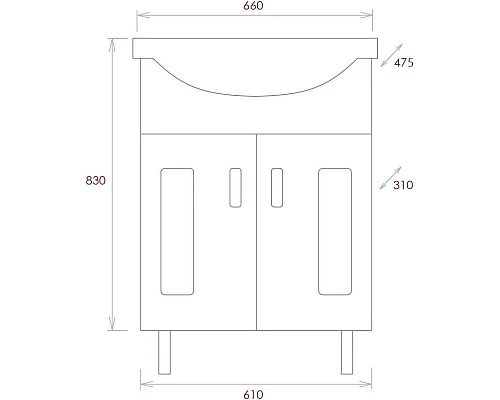 Купить Тумба с раковиной белый глянец 66 см Onika Кристалл 106545 + 1WH109651 в магазине сантехники Santeh-Crystal.ru