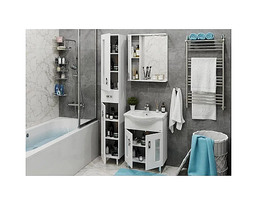 Приобрести Комплект мебели белый глянец 66 см Onika Кристалл 106545 + 1WH109651 + 206705 в магазине сантехники Santeh-Crystal.ru