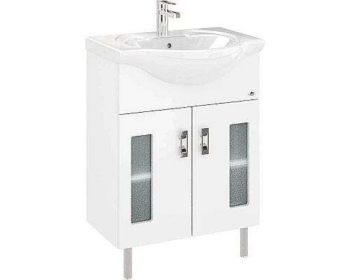 Приобрести Комплект мебели белый глянец 66 см Onika Кристалл 106545 + 1WH109651 + 206706 в магазине сантехники Santeh-Crystal.ru