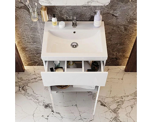 Заказать Комплект мебели белый глянец 60 см Onika Стрим 106144 + UM-COM60/1 + 206064 в магазине сантехники Santeh-Crystal.ru