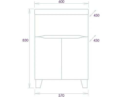Заказать Комплект мебели белый глянец 60 см Onika Стрим 106144 + UM-COM60/1 + 206064 в магазине сантехники Santeh-Crystal.ru