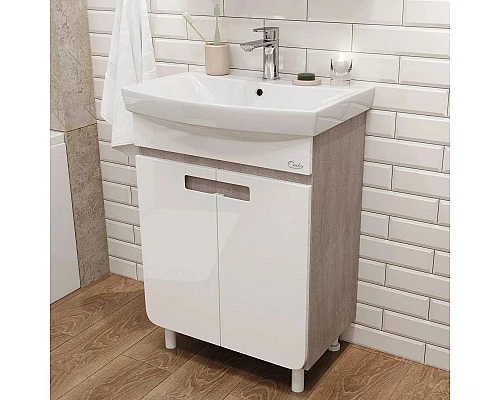 Заказать Тумба с раковиной белый глянец/кастелло 60,5 см Onika Харпер 106143 + UM-CAR60/1 в магазине сантехники Santeh-Crystal.ru