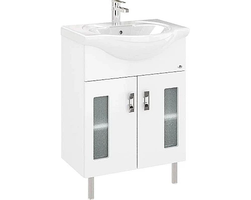 Приобрести Тумба с раковиной белый глянец 60,5 см Onika Кристалл 106123 + 1WH109652 в магазине сантехники Santeh-Crystal.ru