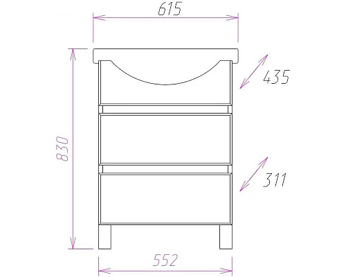 Заказать Комплект мебели белый матовый/коричневый матовый 61,5 см Onika Элита 106122 + 1.3120.3.S00.11B.0 + 206024 в магазине сантехники Santeh-Crystal.ru