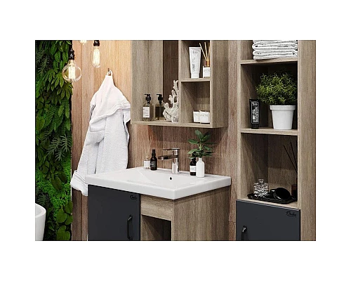 Купить Комплект мебели дуб сонома/серый матовый 61 см Onika Тимбер 106116 + 4640021060773 + 206070 в магазине сантехники Santeh-Crystal.ru