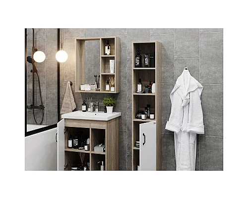 Заказать Комплект мебели дуб сонома/белый матовый 61 см Onika Тимбер 106115 + 4640021060773 + 206070 в магазине сантехники Santeh-Crystal.ru