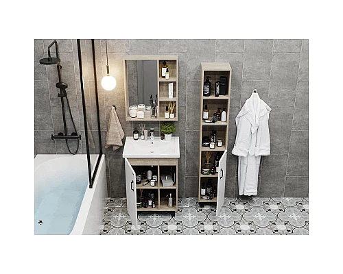 Заказать Комплект мебели дуб сонома/белый матовый 61 см Onika Тимбер 106115 + 4640021060773 + 206070 в магазине сантехники Santeh-Crystal.ru