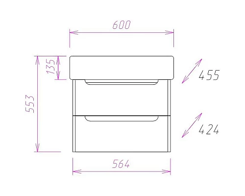 Купить Тумба с раковиной белый глянец 60,5 см Onika Неаполь 106104 + 4640021061152 в магазине сантехники Santeh-Crystal.ru
