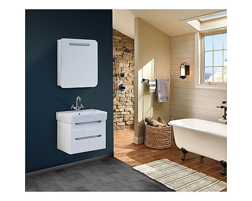 Купить Комплект мебели белый глянец 60,5 см Onika Неаполь 106104 + 4640021061152 + 206064 в магазине сантехники Santeh-Crystal.ru