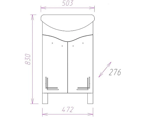 Купить Комплект мебели белый глянец 50,3 см Onika Неаполь 105002 + 1WH110256 + 205003 в магазине сантехники Santeh-Crystal.ru