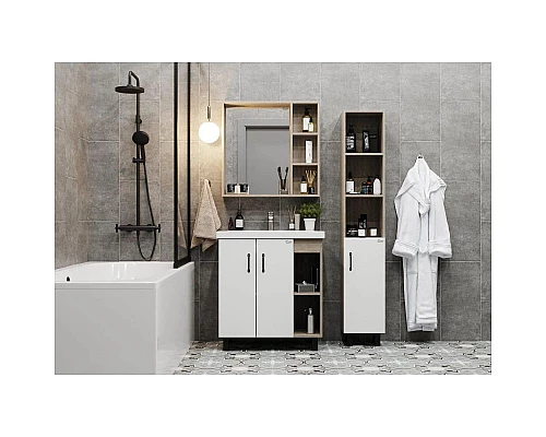 Заказать Комплект мебели дуб сонома/белый матовый 80 см Onika Тимбер 108052 + UM-COM80/1 + 208091 в магазине сантехники Santeh-Crystal.ru