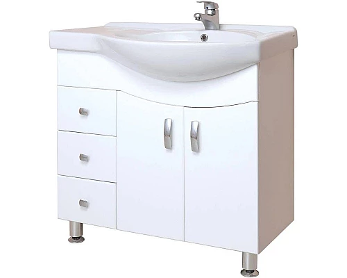 Приобрести Тумба с раковиной белый глянец 83 см Onika Эльбрус 108201 + 1WH110225 в магазине сантехники Santeh-Crystal.ru